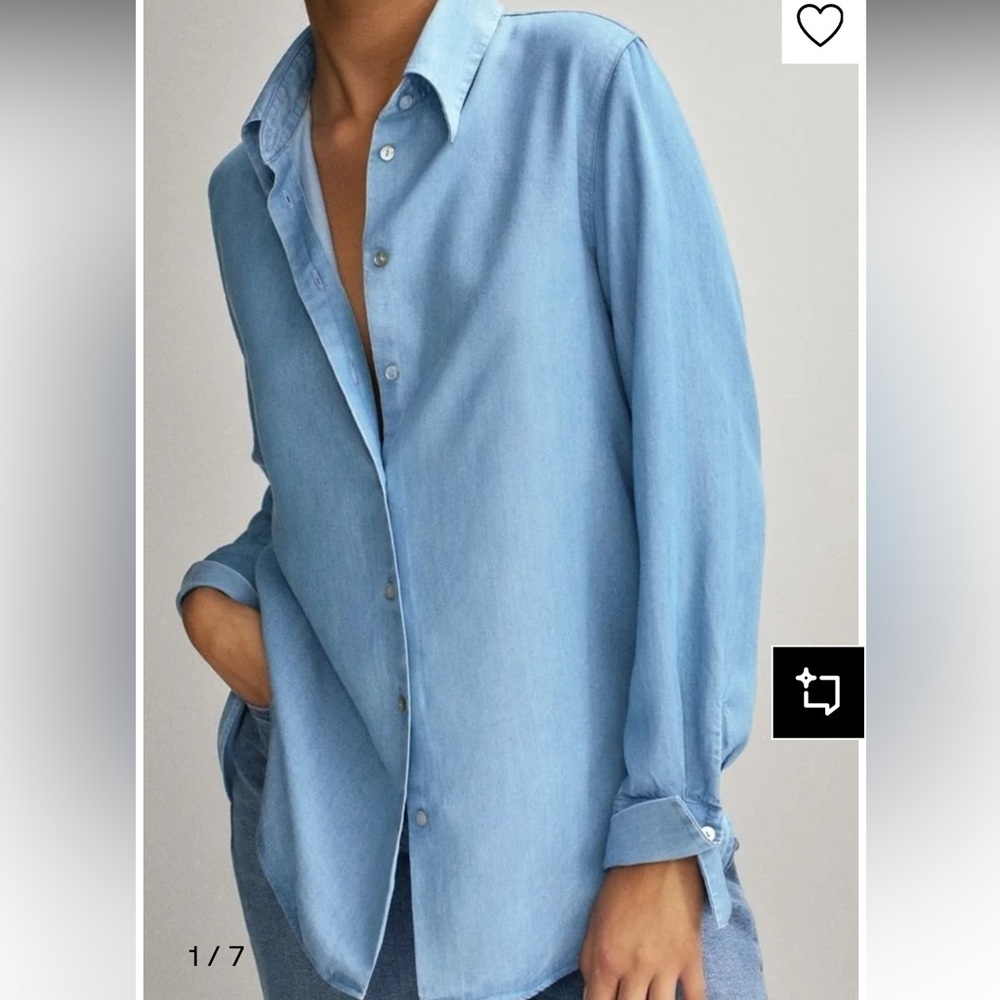 Massimo Dutti Lyocell Light Blue Button-Up Shirt - size 42